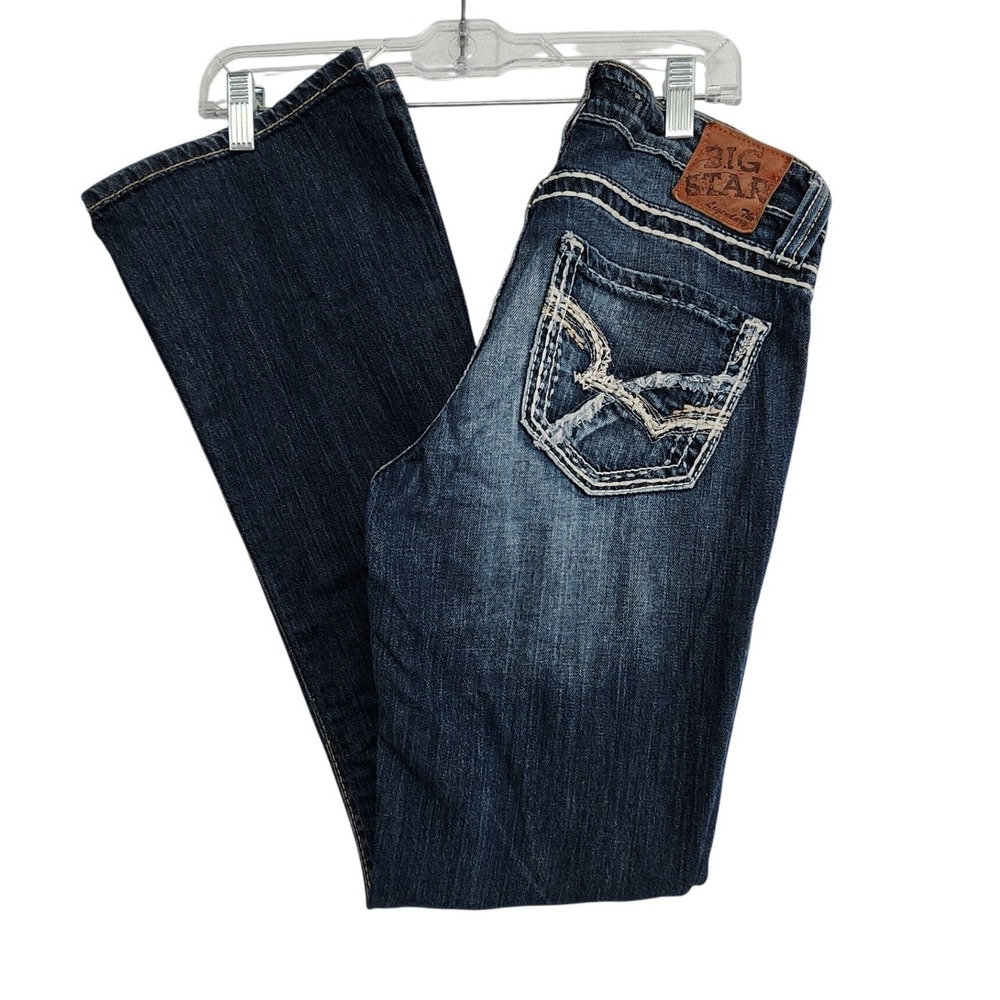 Big Star 27R Blue Hazel Curvy Fit Thick Stitch Bootcut Y2K Western Boho Jeans